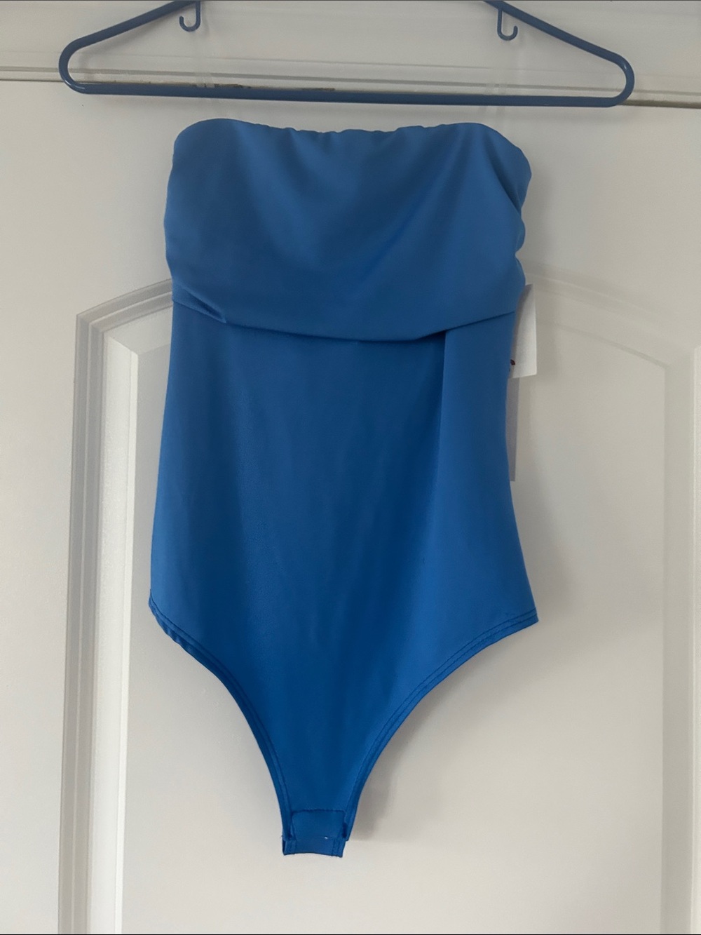 Blue Strapless Tube Top Bodysuit